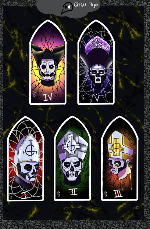 Vitral inspirado na Banda Ghost (Cartela de Adesivos)